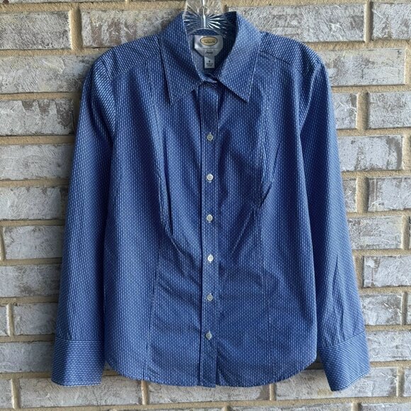 Talbots Vintage Long Sleeve Button Front Collared Stretch Shirt Women's Size 8 - Picture 1 of 9